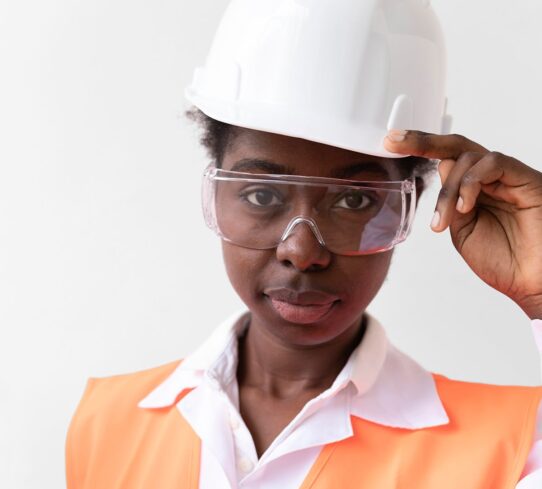 woman wearing special industrial protective equipment 1